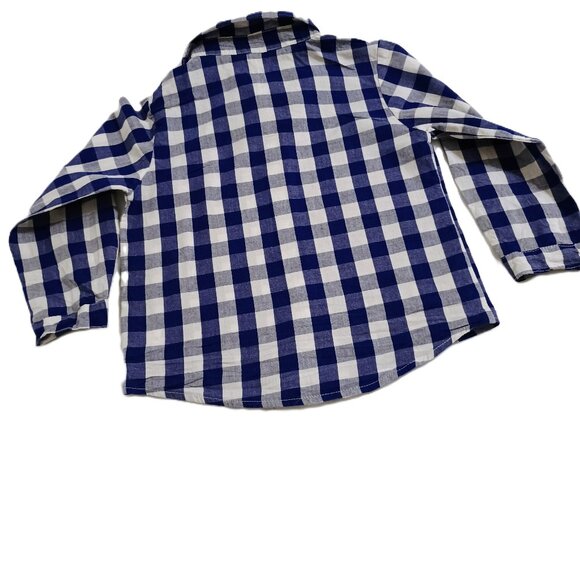 EUC: Boys' sz 3T Blue & White Plaid Shirt with Bow Tie (see description on size) - Picture 2 of 6